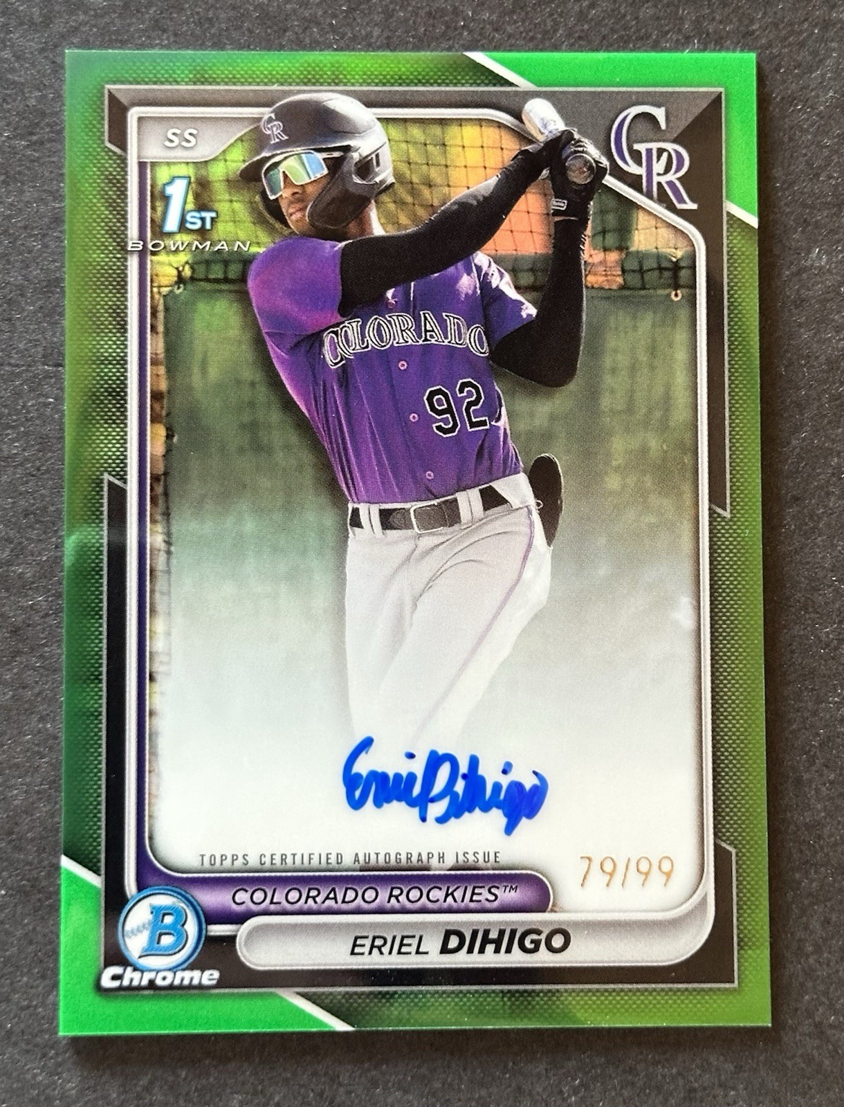Eriel Dihigo 2024 1st Bowman Chrome AUTO Prospect GREEN REFRACTOR 79/99 RC