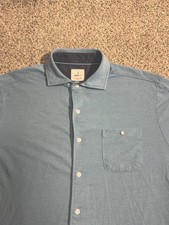 Johnnie-O Button Down Shirt Mens Large Blue Hangin Out Pocket Short Sleeve