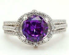 3CT Amethyst  Topaz 925 Solid Sterling Silver Ring Jewelry Sz 6 UB3-5