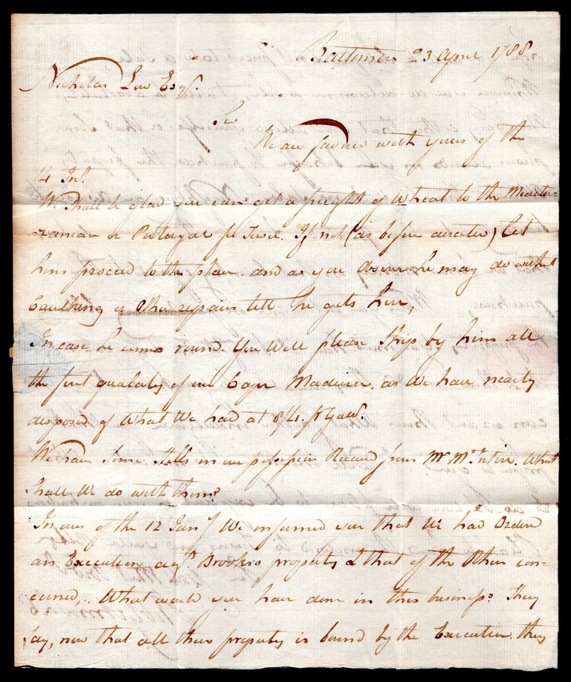 US 1788 MARYLAND COLONIAL FOLDED LETTER DATED "23rd APRIL 1788" - Image 3 of 4
