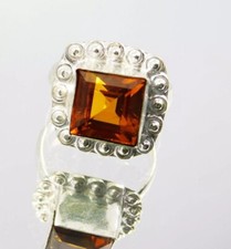 Size 7 Rare 28.45 Ct Orange Sapphire Like Corundum 925 Sterling Ring