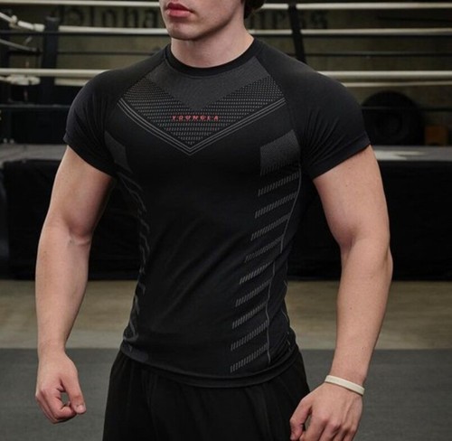 Youngla Fitness Suit Sports T-Shirt Muscle Tight Fitting Suit Men Training Suit - Picture 11 of 21