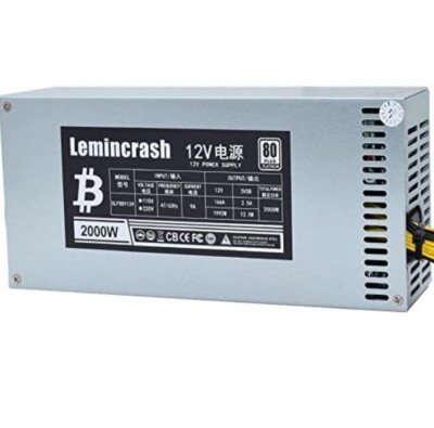 Power Supply for Bitmain Antminer S9 S7 L3 BT Lemincrash 12V 166A AC110-240V