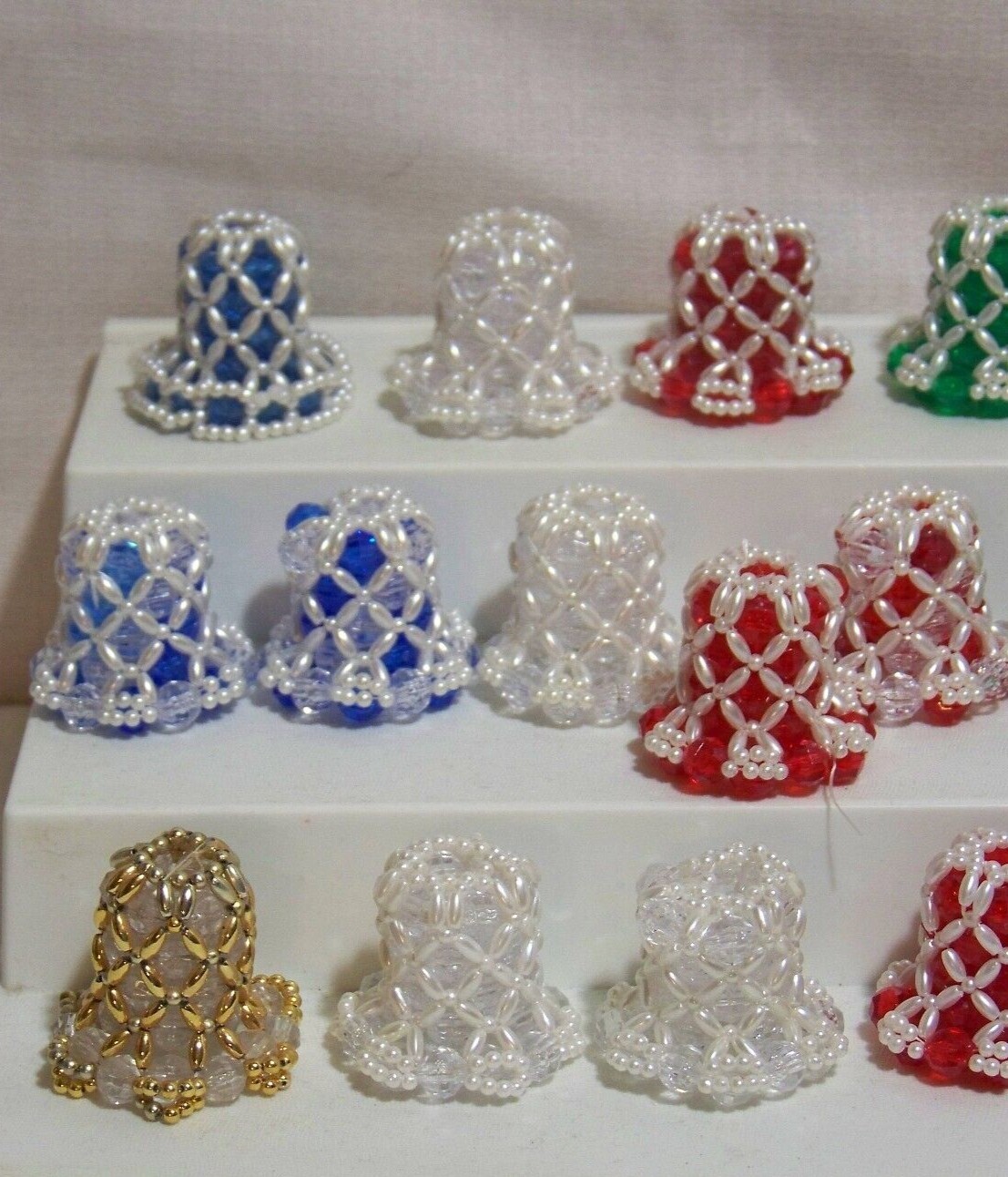 Vintage Handmade 24 Bead Bell Christmas Light Covers Purple Red White Green Lot eBay