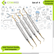 Cynamed Gold Titanium Double End Composite Non Stick Instrument Periodontal 4pcs