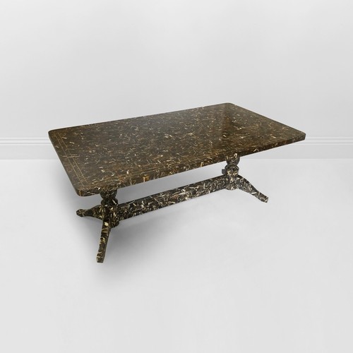 Maitland Smith Brown Marble Tessellated Dining Table 1980s Brass Vintage - Picture 4 of 18