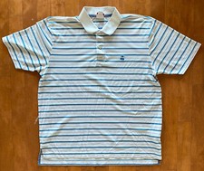 Brooks Brothers Polo Men's L Performance Series Polo White Blue Stripes Polo