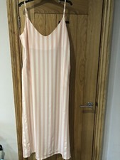 ladies pink and white striped sleeveless maxi dress size large