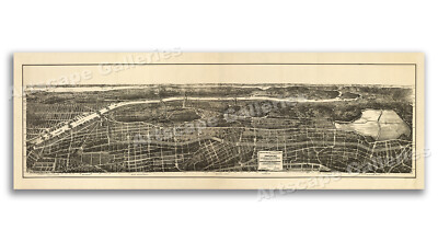 NYC Bronx New York 1897 Historic Panoramic Town Map - 8x24