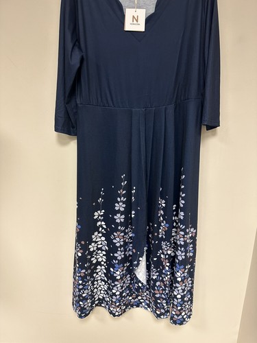 NEW NORACORA MAXI PLUS 2 XL(US 2XL)floral dress navy blue scalloped - Picture 8 of 11