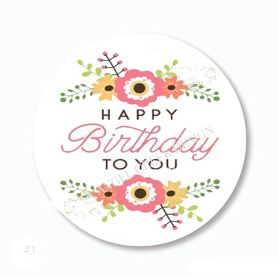 Floral Happy Birthday Favors Birthday Scrapbook Stickers Envelope Seals