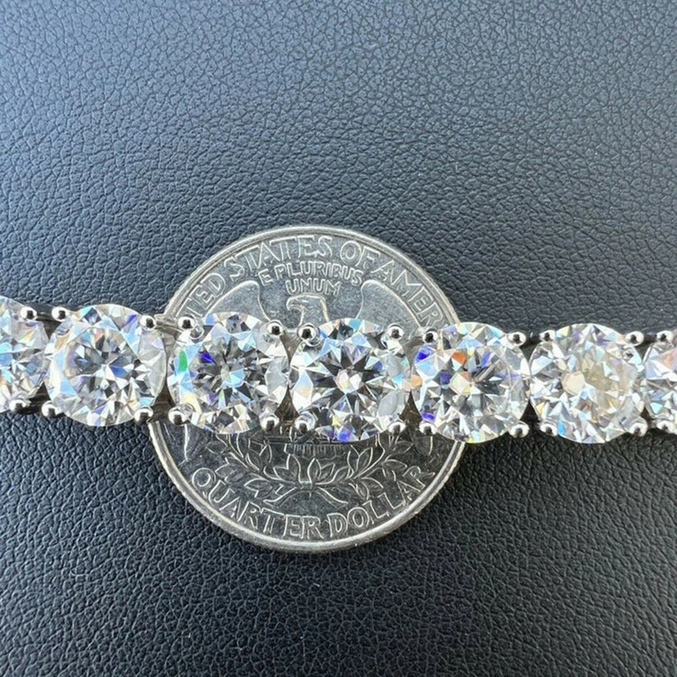 Brazalete Tenis 80-100 quilates Redondo Circonita Cúbica Chapado en Oro Blanco 14k 10 mm 7-10" Foto 3 de 4