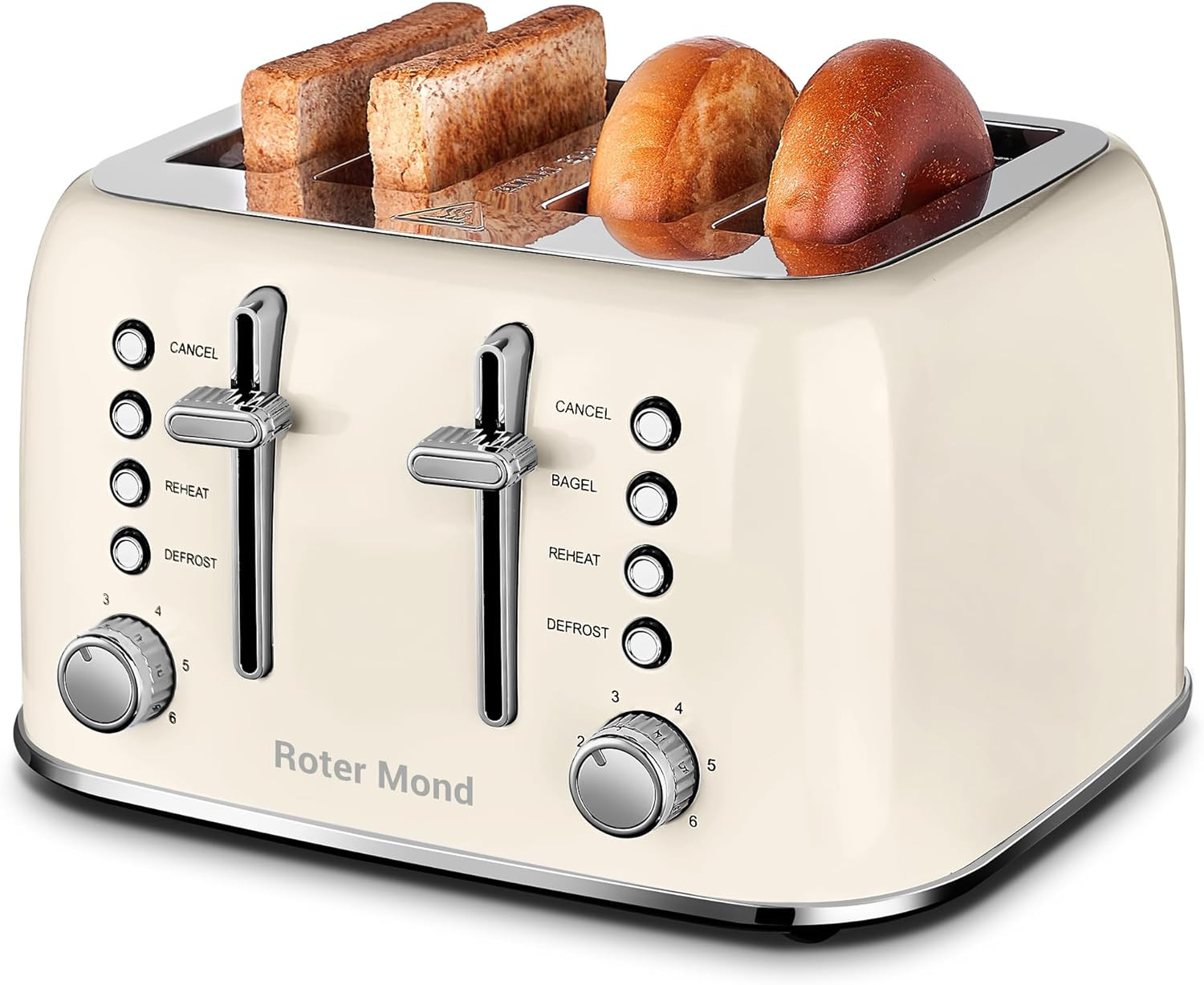 Toaster 4 Slice Retro Stainless Steel with Extra Wide Slots Bagel, Defrost, Rehe