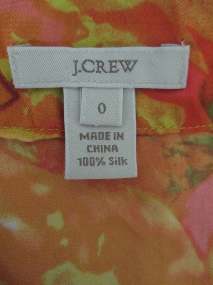 Top J.CREW Mujer Talla 0 Estampado Multicolor 100% Seda Asimétrico Superposición Cuello Corbata Foto 2 de 4