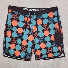Vans Board Shorts Men 38 Swim Hybrid Trunk Surf Bathing Suit Spotted Dots Wall