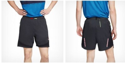 NIKE MENS S SMALL FLEX STRIDE WILD RUNNING SHORTS 7'' 2in1 BLACK RED GREEN BV5582
