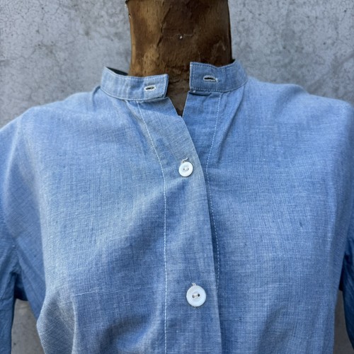 Antique Edwardian Blue Chambray Cotton Dress Workwear Prairie Maxi Vintage - Picture 4 of 23