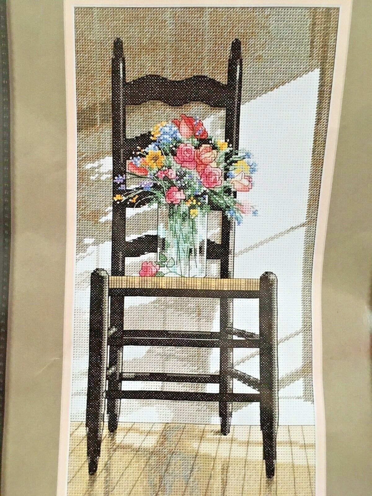 Dimensions 35146 CHAIR WITH FLOWERS Counted Cross Stitch Kit HTF opened -unused