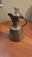 Antique Copper Dallah Coffee Pot Arabic Middle Eastern Rustic Primitive 10" 