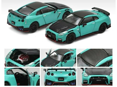 日産 GT-R ニスモ NISMO MODEL CAR COLLECTION 2020 Nissan Gt-r R35 Nismo RHD Robin Egg Blue & Carbon 1/64