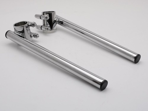 Clip-ons On Handlebars 7/8" 35mm Classic Chrome - Cafe Bobber Vintage Custom - Picture 5 of 11