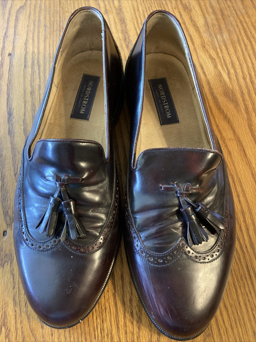 Nordstrom Mens Brown Leather Wingtip Loafer Tassel