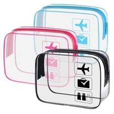 3Pcs TSA Approved Toiletry Bag, Clear Travel Toiletry Bag, Black Pink Blue