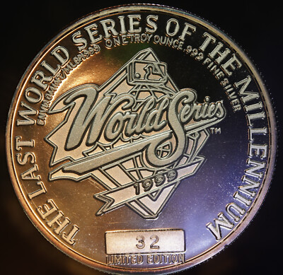 1999 Atlanta BRAVES LAST World Series #32 Baseball 1oz 999 SILVER