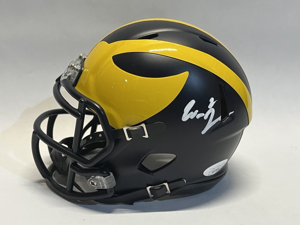 Chrome Michigan Wolverines Mini Helmet Will Johnson Autographed Michigan Wolverines Mini Helmet, JSA Chrome Michigan Wolverines Mini Helmet Will Johnson Autographed Michigan Wolverines Mini Helmet, JSA
