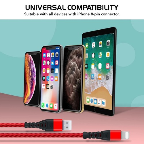 Heavy Duty Braided Long USB Fast Charger Cable Lead For iPhone 14 13 12 11 X 7 8 - Picture 10 of 14