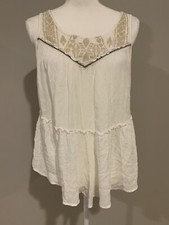 Maurices Plus Size 0 Cream Babydoll Tank Top Lace