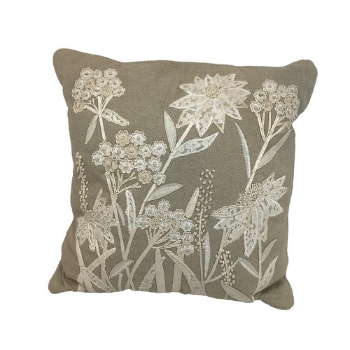 Pier 1 Imports BOHO Embroidered Appliquéd Floral Throw Pillow 17x17” - Picture 3 of 13