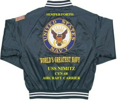 U.S. Navy エンブレム サテンジャケット ≪NAVY≫ US NAVY サテンジャケット / LARGE (USED)