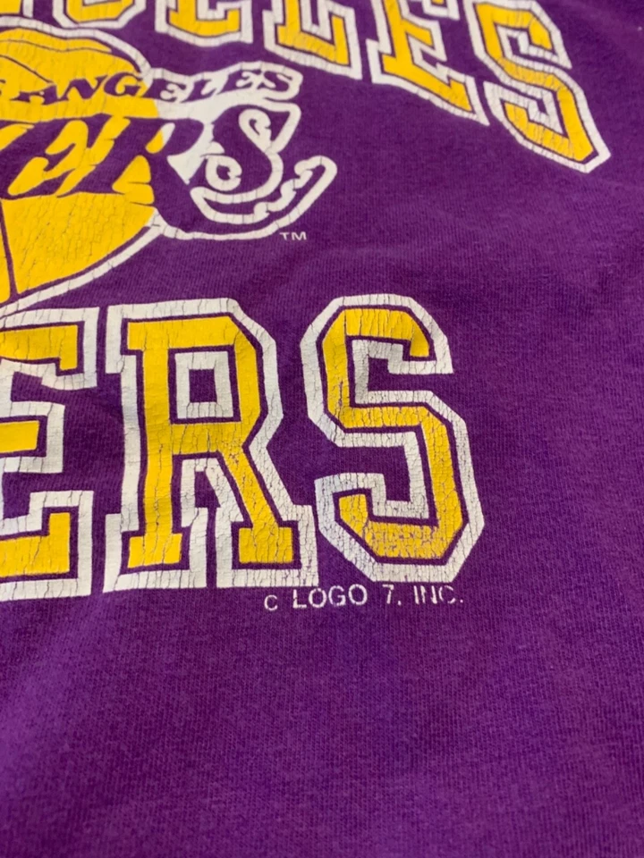 Vtg Los Angeles LA Lakers Purple Single Stitch NBA T-shirt Tee XLarge Logo 7 - Image 4 of 4