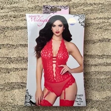 Seven Til Midnight Intricate Galloon Super Sexy Lace Teddy. One Size. Red. NWT.
