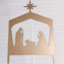 Metal Nativity Yard Stake Merry Christmas Happy Holidays Holiday Decoration Gard