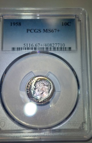 1958 Roosevelt Dime PCGS MS-67+ (Toned) - Picture 3 of 5