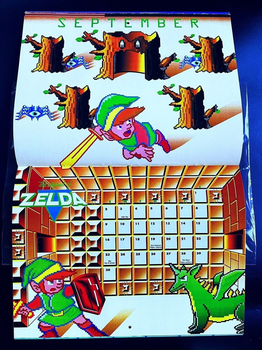 Vintage Nintendo The Power Game 1990 Calendar Zelda Metroid Super