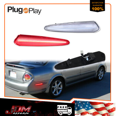 For 2000-2003 Nissan Maxima Clear Lens Red LED Rear Bumper Side Marker Lights 2x
