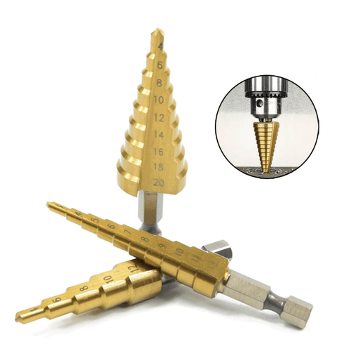 3Pcs Drill Bit Titanium HSS Set Steel Cone Step Quick Change 1/4" Shank Hole Cut - Picture 9 of 12