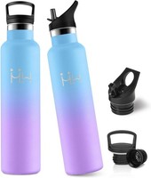 Isolierflasche 1L, Auslaufsicher Wasserflasche, Trinkflasche Mit Strohhalm,