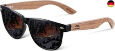 AMEXI Holz Sonnenbrillen/Sonnenbrille mit Holzbügeln aus Walnuss für Damen &