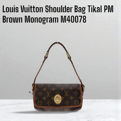 Auth Louis Vuitton LV Shoulder Bag Tikal PM Brown Monogram Gold