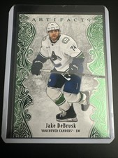 2025-26 UD Artifacts Emerald’s Glow Parallel Jake DeBrusk 04/10 SSP Canucks