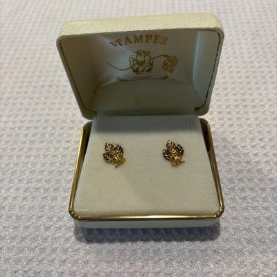 Black Hills Gold 12K Stamper dreifarbige Traubenblatt Ohrringe mit 14K Pfosten & Nüssen