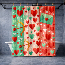 Kids Bathroom Decor Cute Colorful Heart Shower Curtain 72x72 Polyester