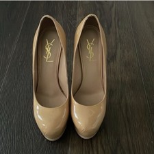 Ysl Tribtoo 105 Nude Carne Patent Pumps Size ...