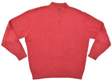 Pendleton Men's Size Large Red 100 Pima Cotton Cable Knit Quarter Zip Sweater