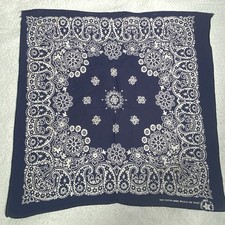 Vintage Made in the USA Paisley Bandana Navy Blue 19  X 19  rn 15187