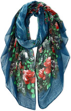 Lightweight Scarves Fashion Flowers Print Women Cotton Wrap Scarf Head Shawl Sum